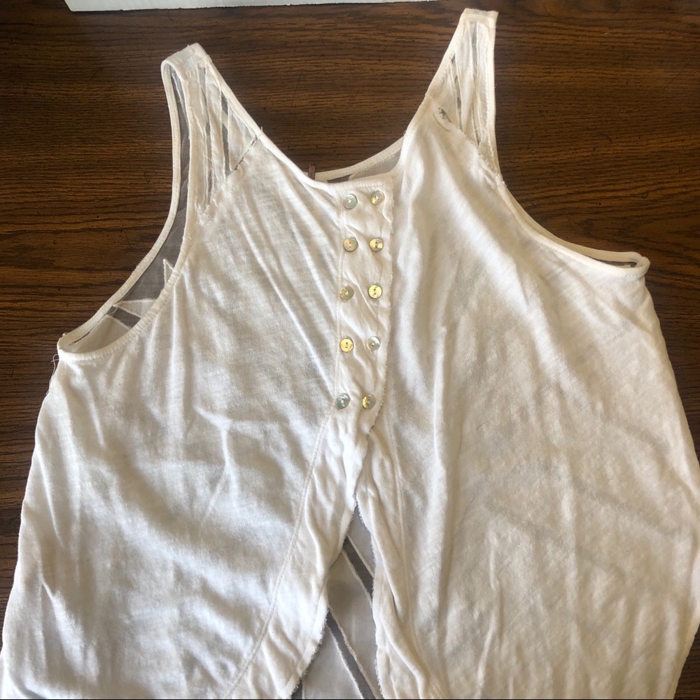 NWOT Free People Lace and Button Detail Tank Top